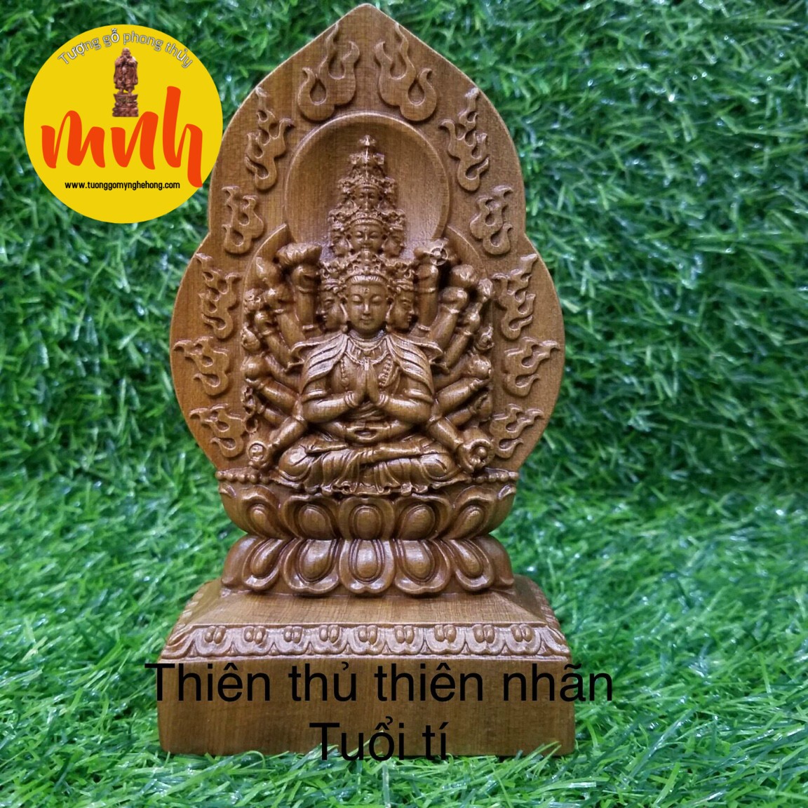 Tượng Phật Bản Mệnh Để Xe Hơi Gỗ Bách Xanh